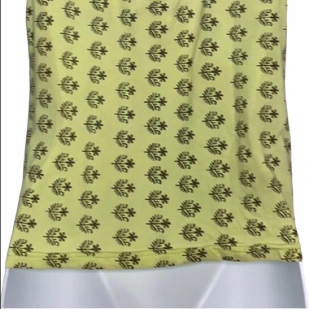 Retro Free People Boho Dual Flower Design Green Brown Scoop Neck‎ Tank Top Large - Picture 6 of 8